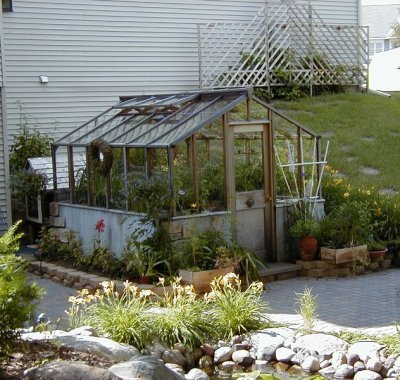 garden greenhouse on masonry base