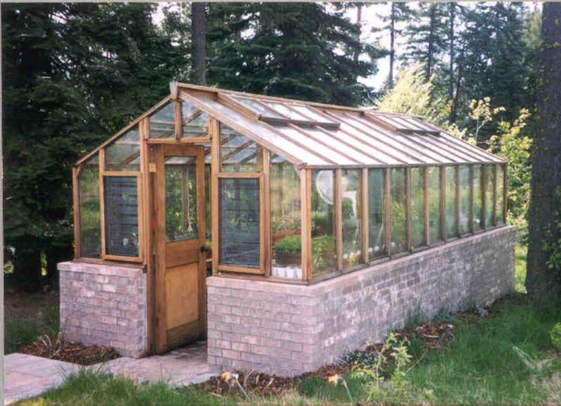Greenhouse on brick base with Jalousie windows