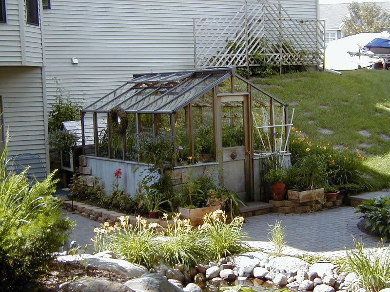 garden greenhouse on masonry base