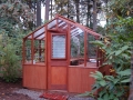 Redwood greenhouse with twin wall roof