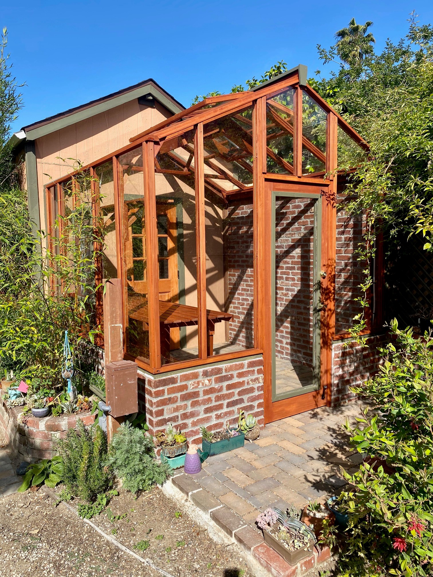 Custom attached 9x9 Garden Deluxe without eave overhangs