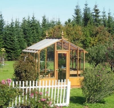 Tall glass greenhouse in Hood River, OR