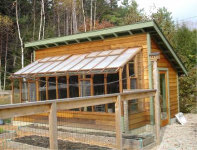 Lean-to greenhouse attached to shed