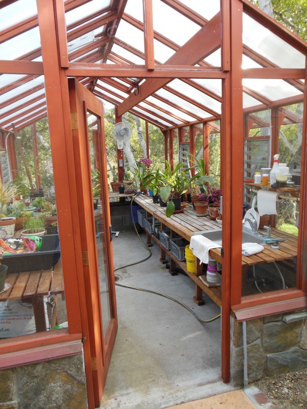 Interior of Salinas CA redwood greenhouse