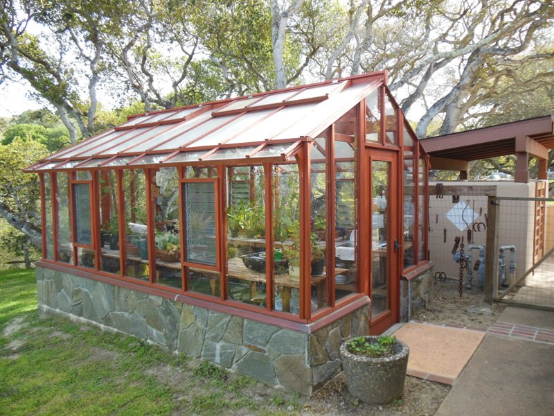 Redwood & glass greenhouse in Salinas CA