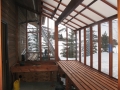 Interior of 8x14 Garden Sunroom  with double 2x6 redwood beam and White Twin Wall Thermal Option
