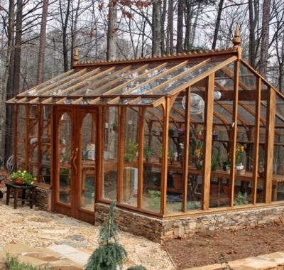 Tall redwood greenhouse located in Georgia