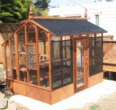 Small greenhouse with shade cloth