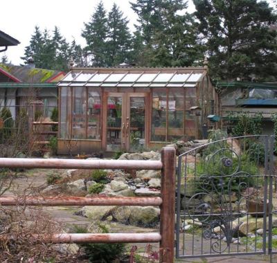 Tall garden greenhouse on Vashon Island WA