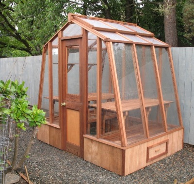 Tiny redwood greenhouse