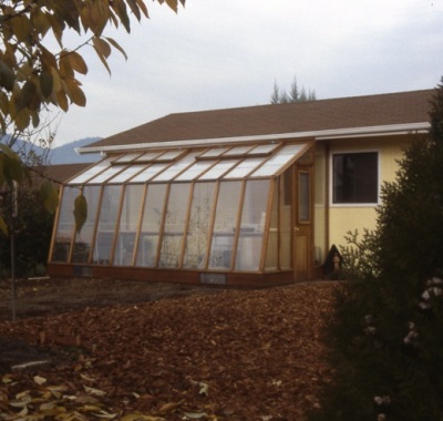 7 1/2' wide Solite Lean-to greenhouse with Insert Wall used to fit under the house eaves