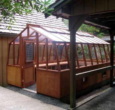 Classic redwood greenhouse