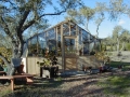 16ft wide redwood and glass greenhouse