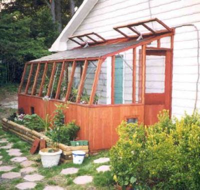 7x14 Tropic Lean-to with Standard door on Sturdi-Built base wall with built-in vents