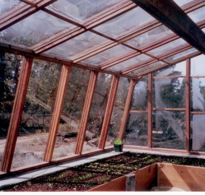 Interior of Lava rock greenhouse