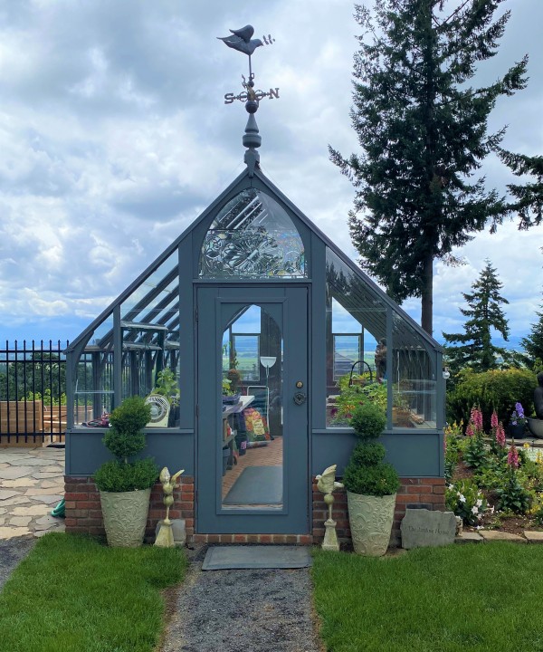10x18 Tudor greenhouse with beautiful view overlooking Willamette Valley, OR