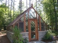 Redwood greenhouse on Masonry base