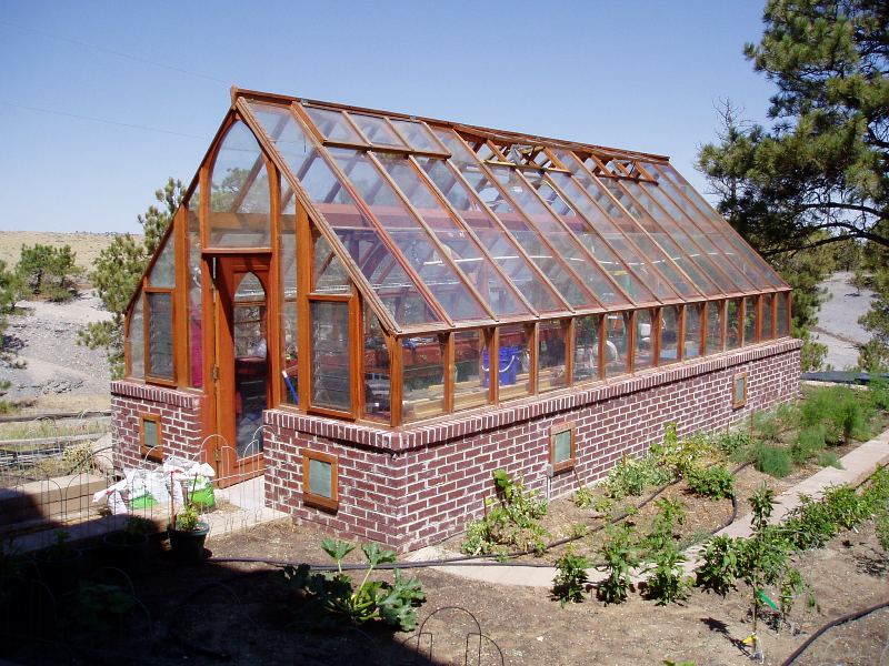 garden greenhouse on brick base