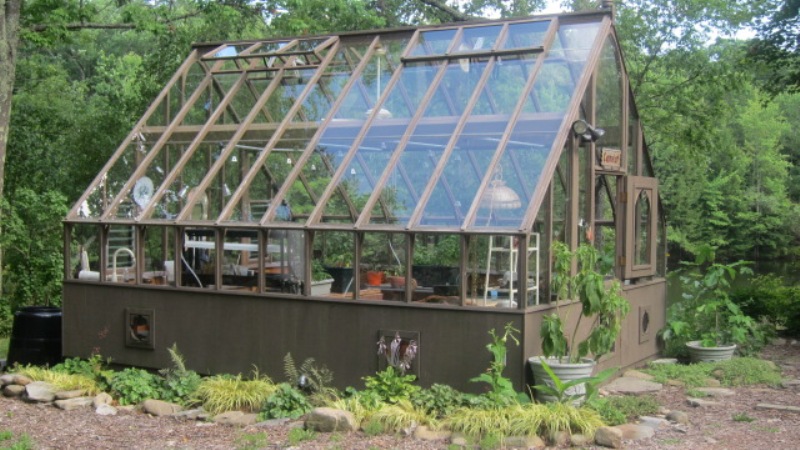 Large redwood greenhouse in New York