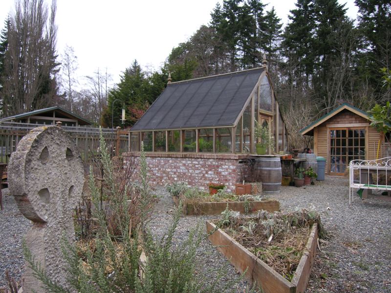 Redwood greenhouse on Vashon Island, WA