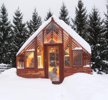 Tudor Greenhouse in snow