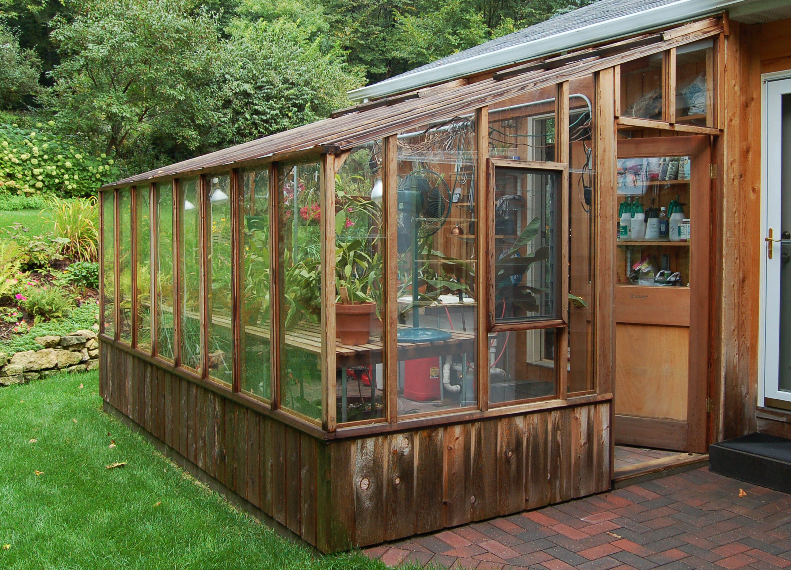 redwood and glass greenhouse kits